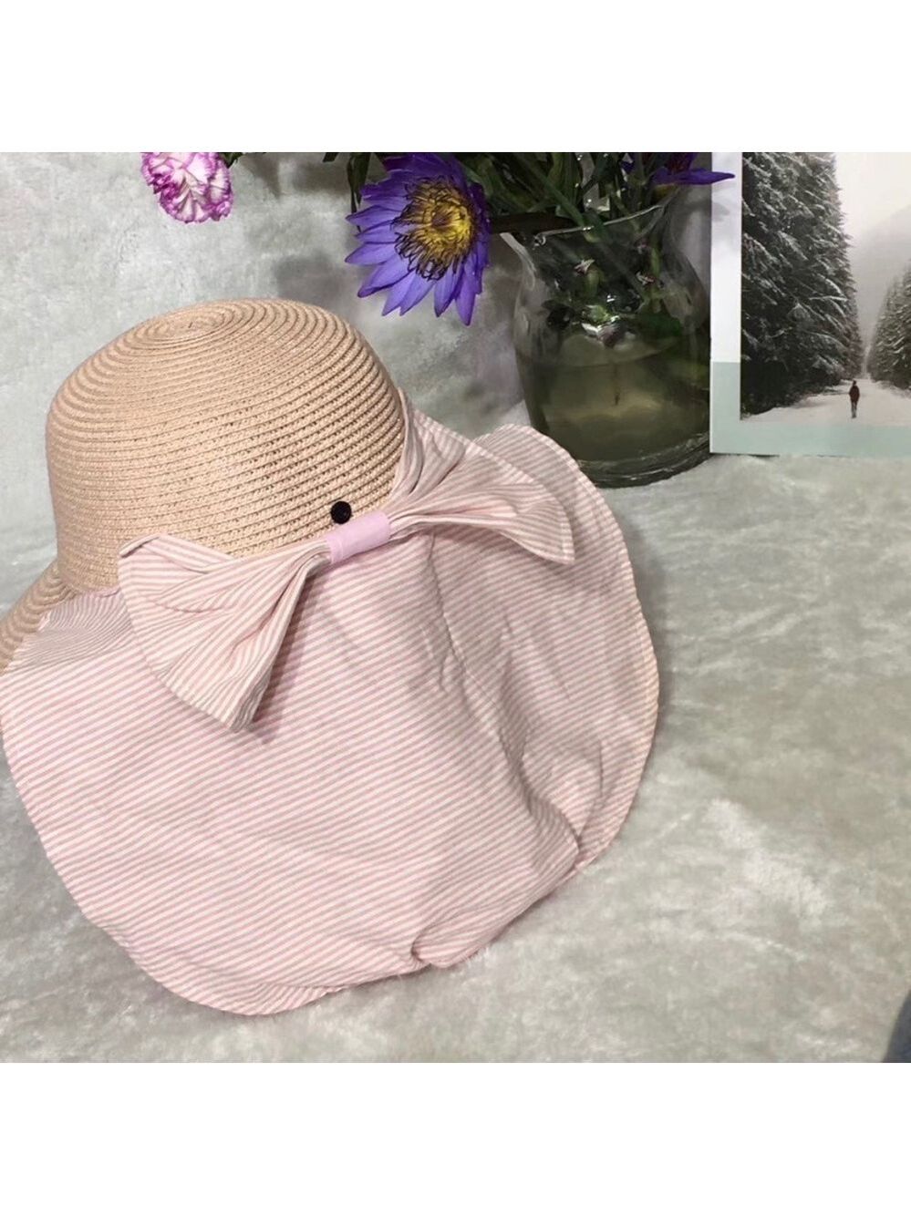 NEW-SOFT Straw Wide Brim Neck Protection Visor Hat - Picture 3 of 8